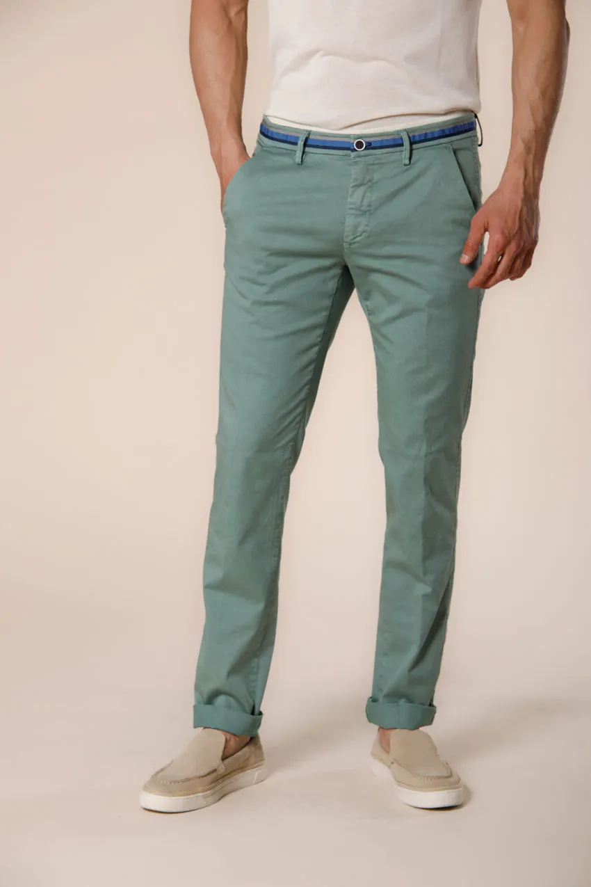 Torino Summer men's chino pants in cotton and tencel with ribbons slim sold by Mason's