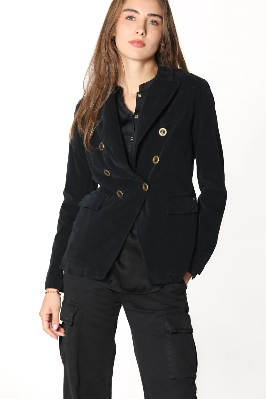Caroline woman double breasted velvet blazer sold by Mason's