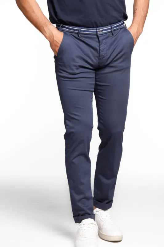 Torino Sunset man chino pants in cotton and tencel with ribbon slim sold by Mason's