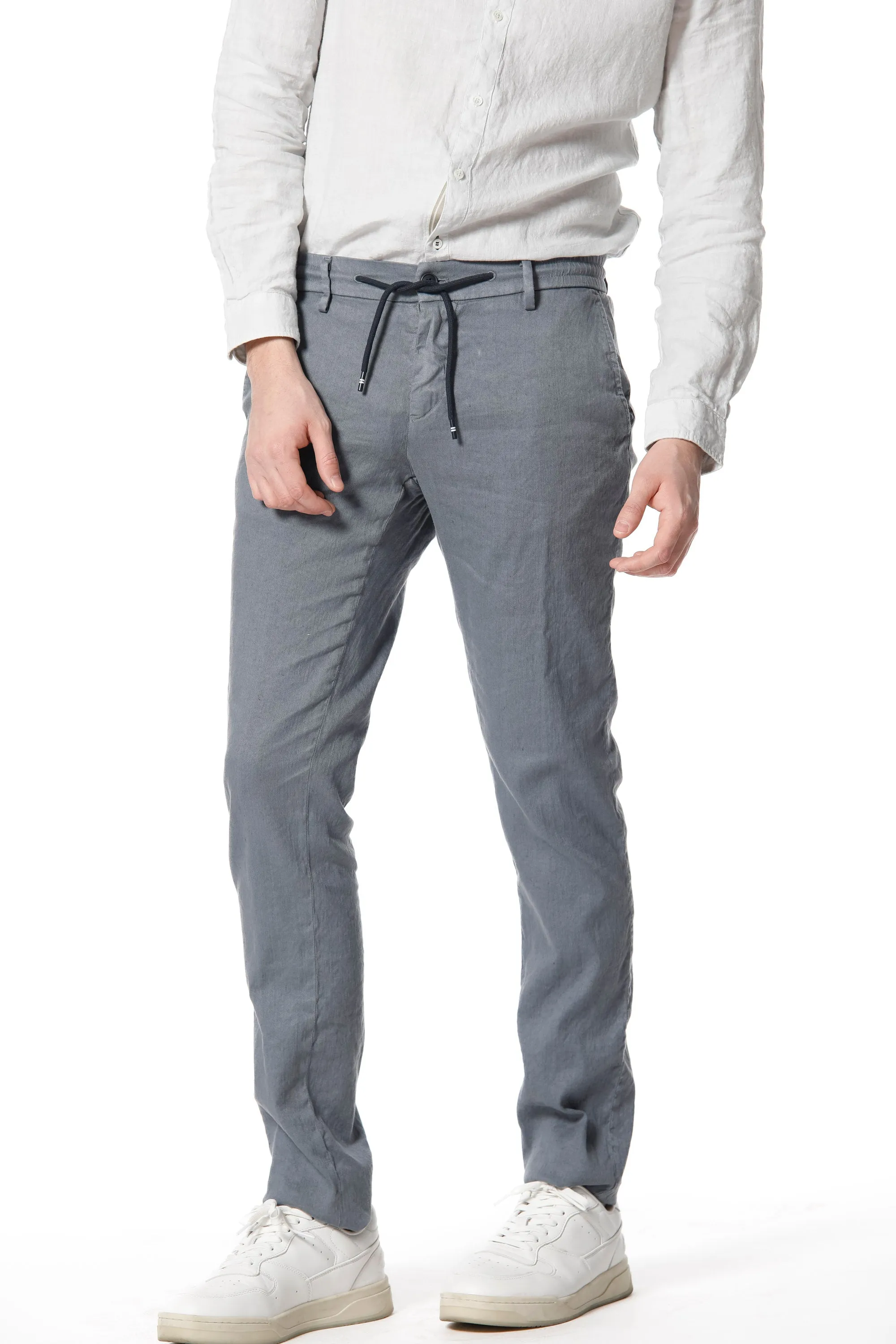 Milano Jogger man chino pants in linen and cotton extra slim sold by Mason's