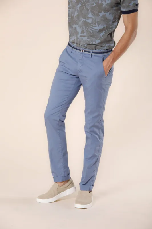 Torino Summer men's chino pants in cotton and tencel with ribbons slim sold by Mason's