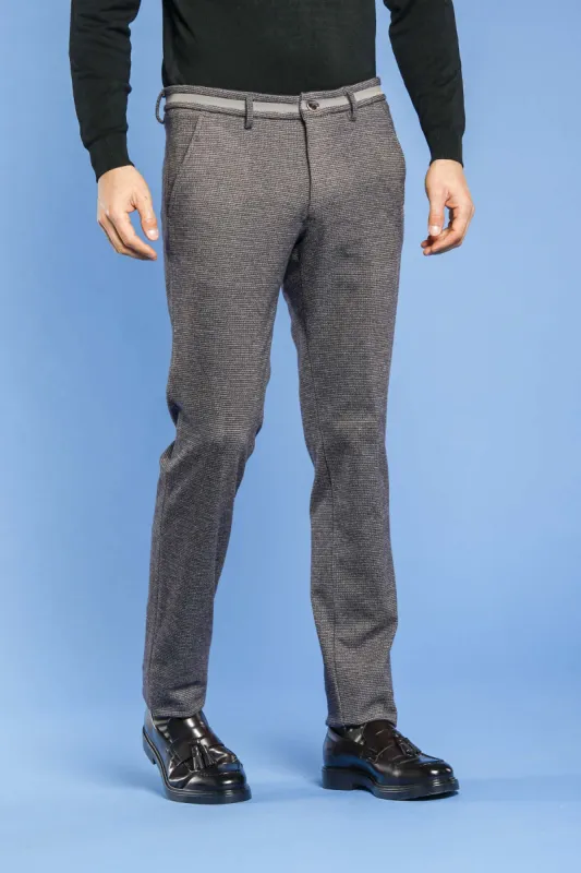 Torino University man jersey chino pants with micro design slim sold by Mason's