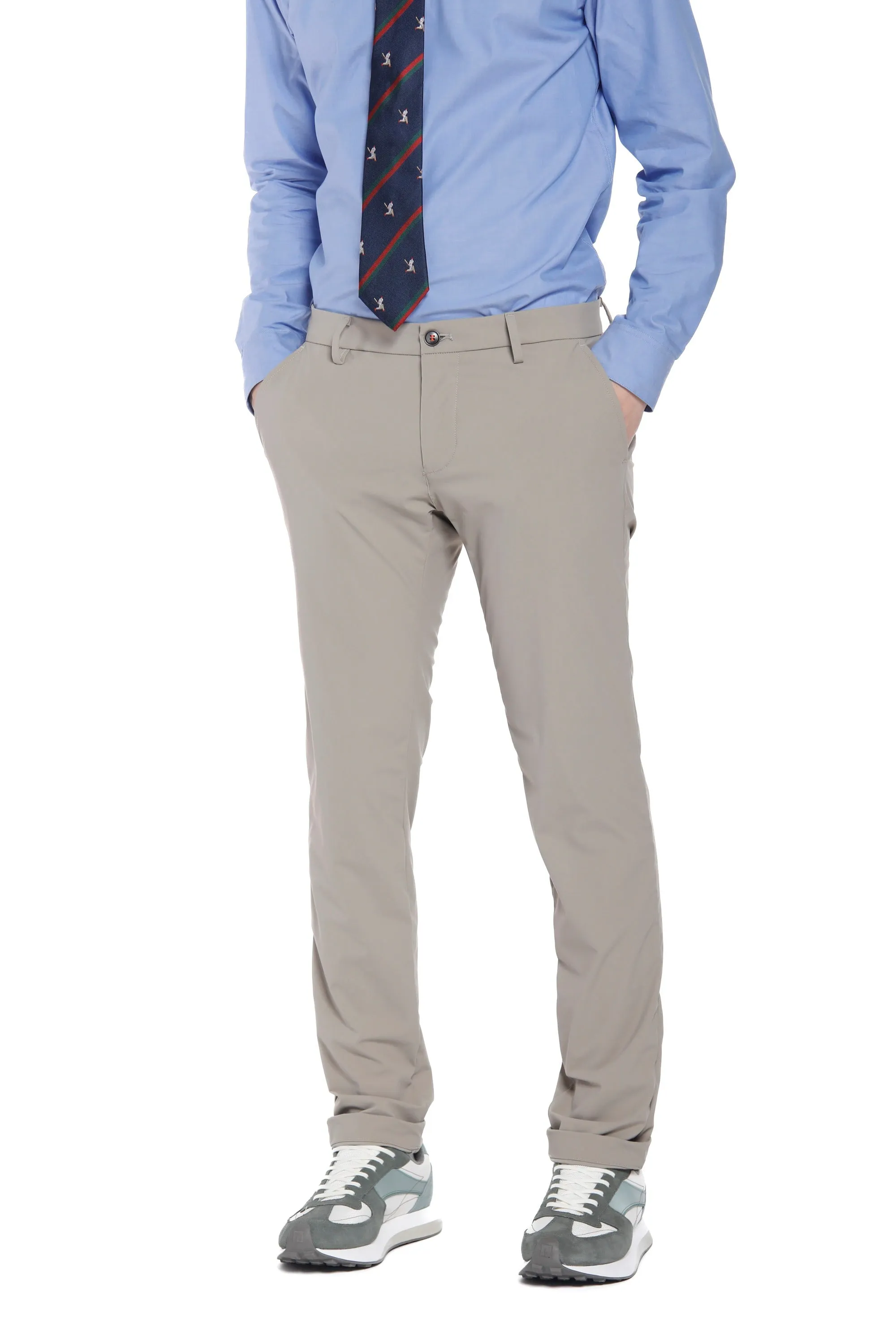 Milano Style Dynamic men's chino jogger pants in super technical jersey extra slim sold by Mason's