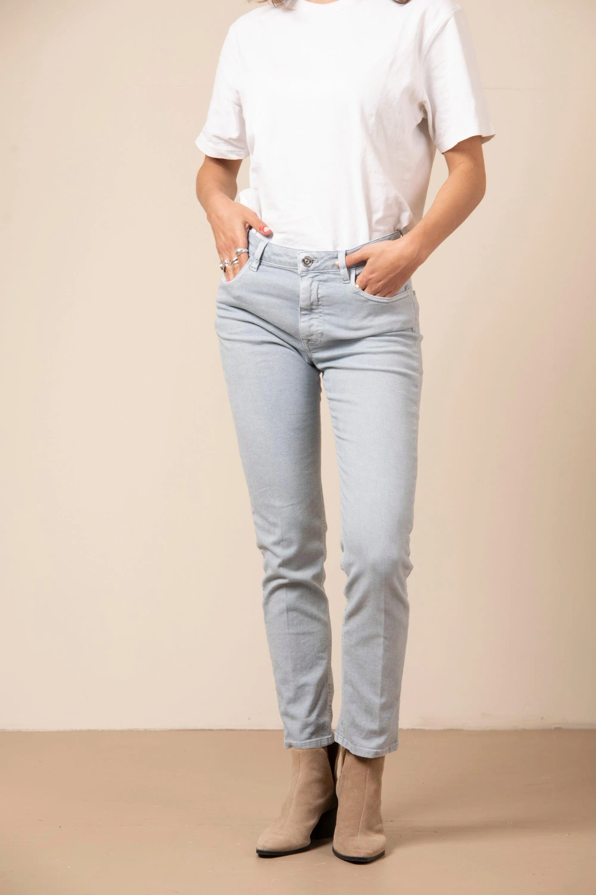 Carlotta woman 5-pocket trousers in bull denim slim sold by Mason's
