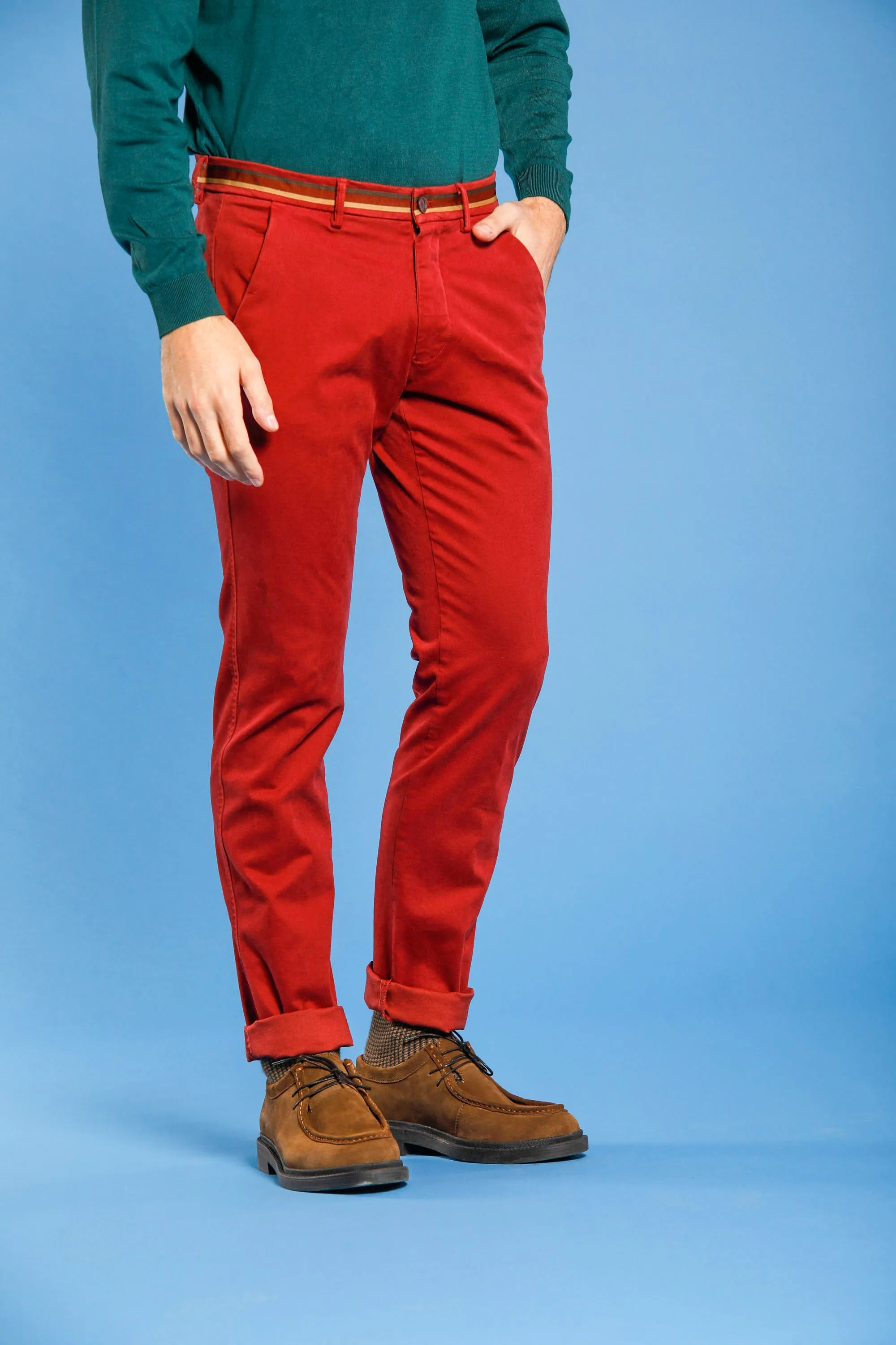 Torino Winter man gabardine and modal stretch chino pants slim sold by Mason's