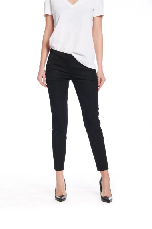 New York Slim woman chino pants in stretch satin slim ① sold by Mason's