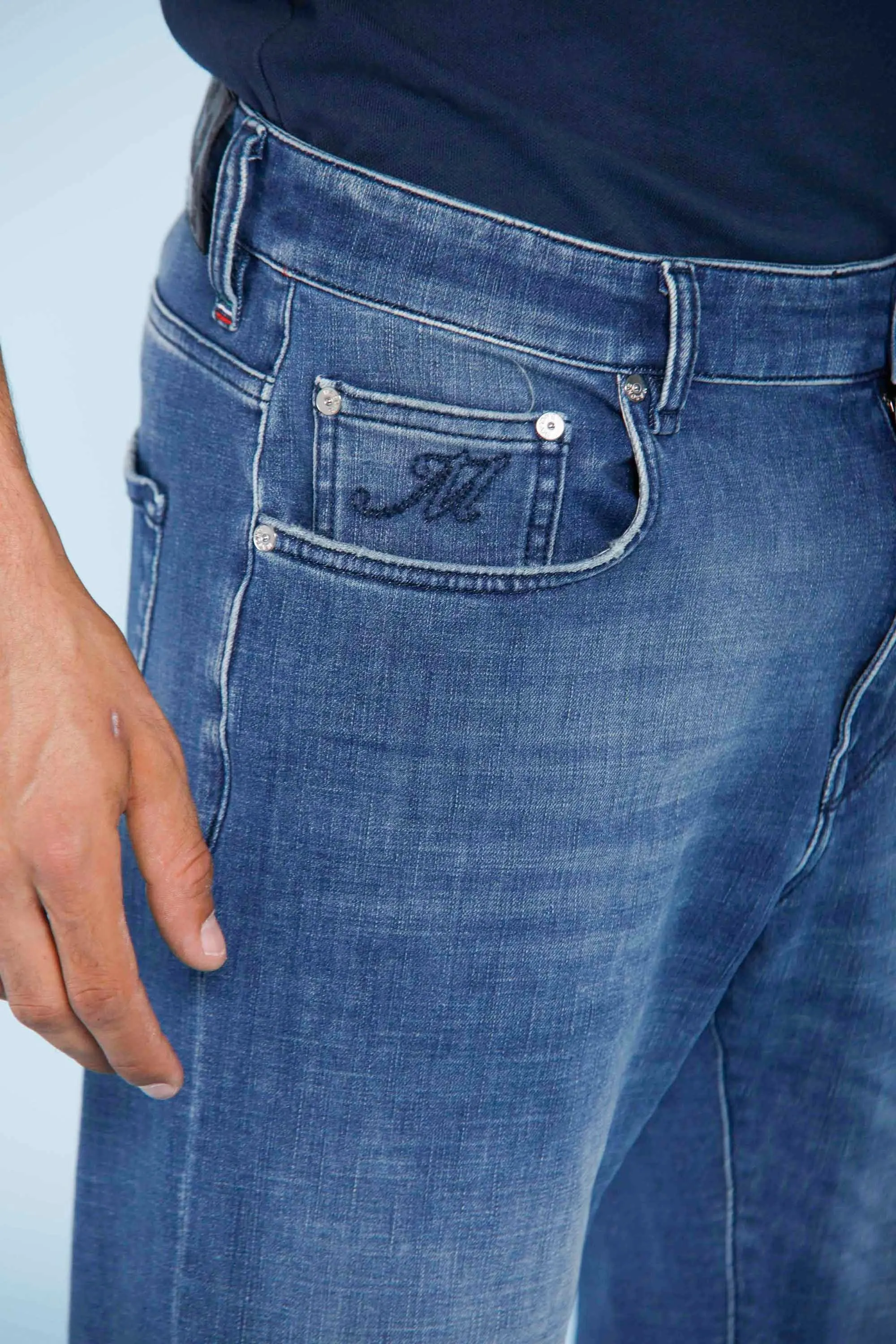 Forte Forte man 5-pockets pants in blue denim carrot fit sold by Mason's product image thumbnail 4