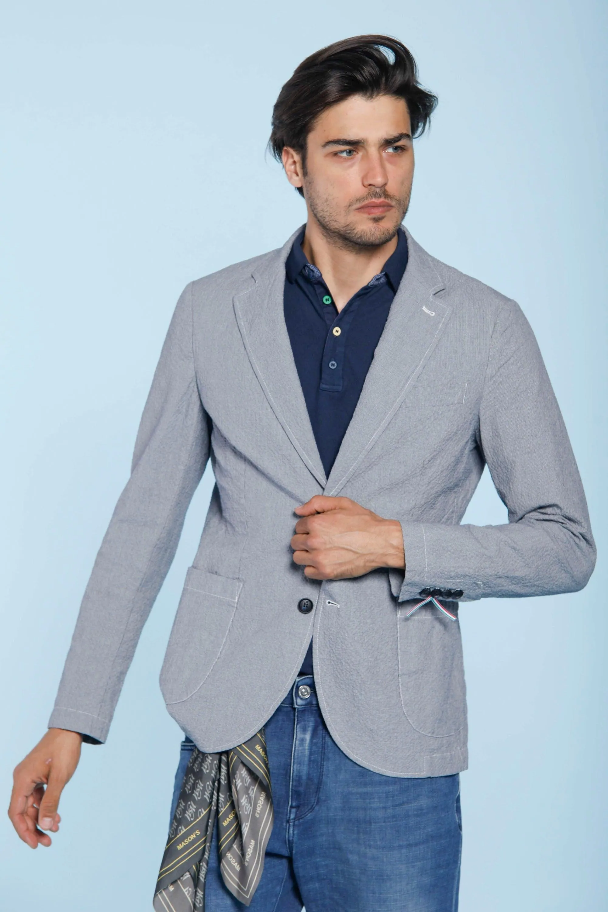 Forte Forte man 5-pockets pants in blue denim carrot fit sold by Mason's product image thumbnail 3