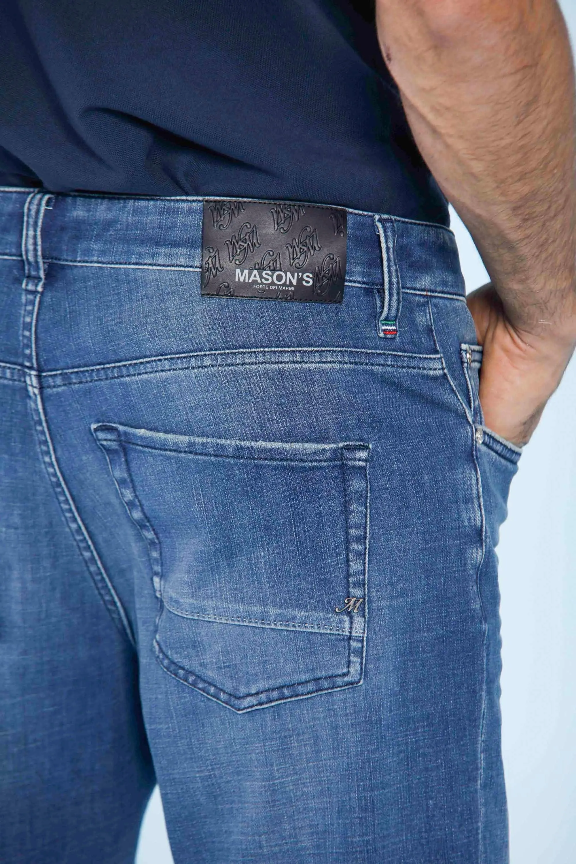 Forte Forte man 5-pockets pants in blue denim carrot fit sold by Mason's product image thumbnail 5