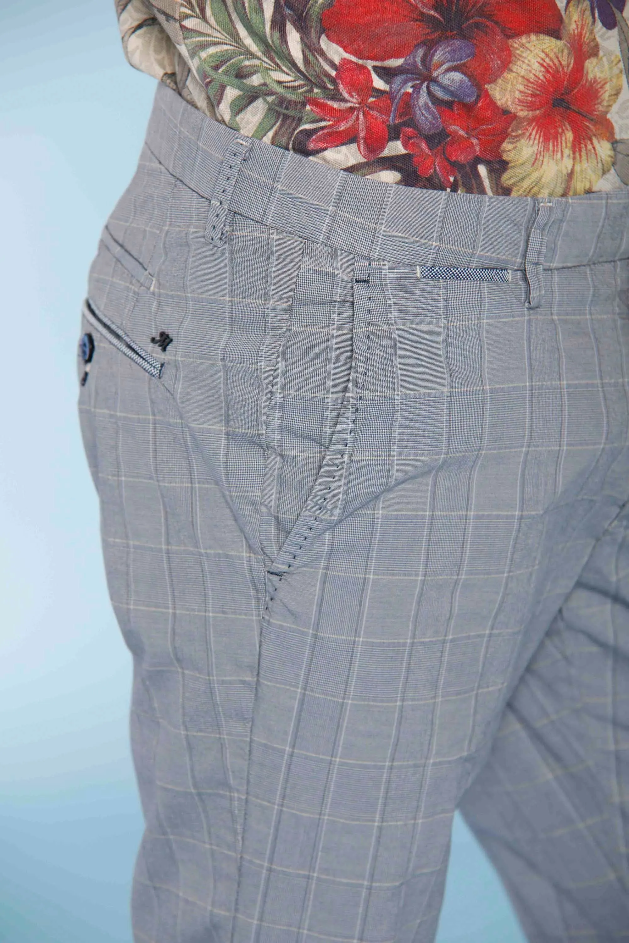 Torino Ocean man chino pants in cotton and tencel with wales pattern slim sold by Mason's product image thumbnail 5