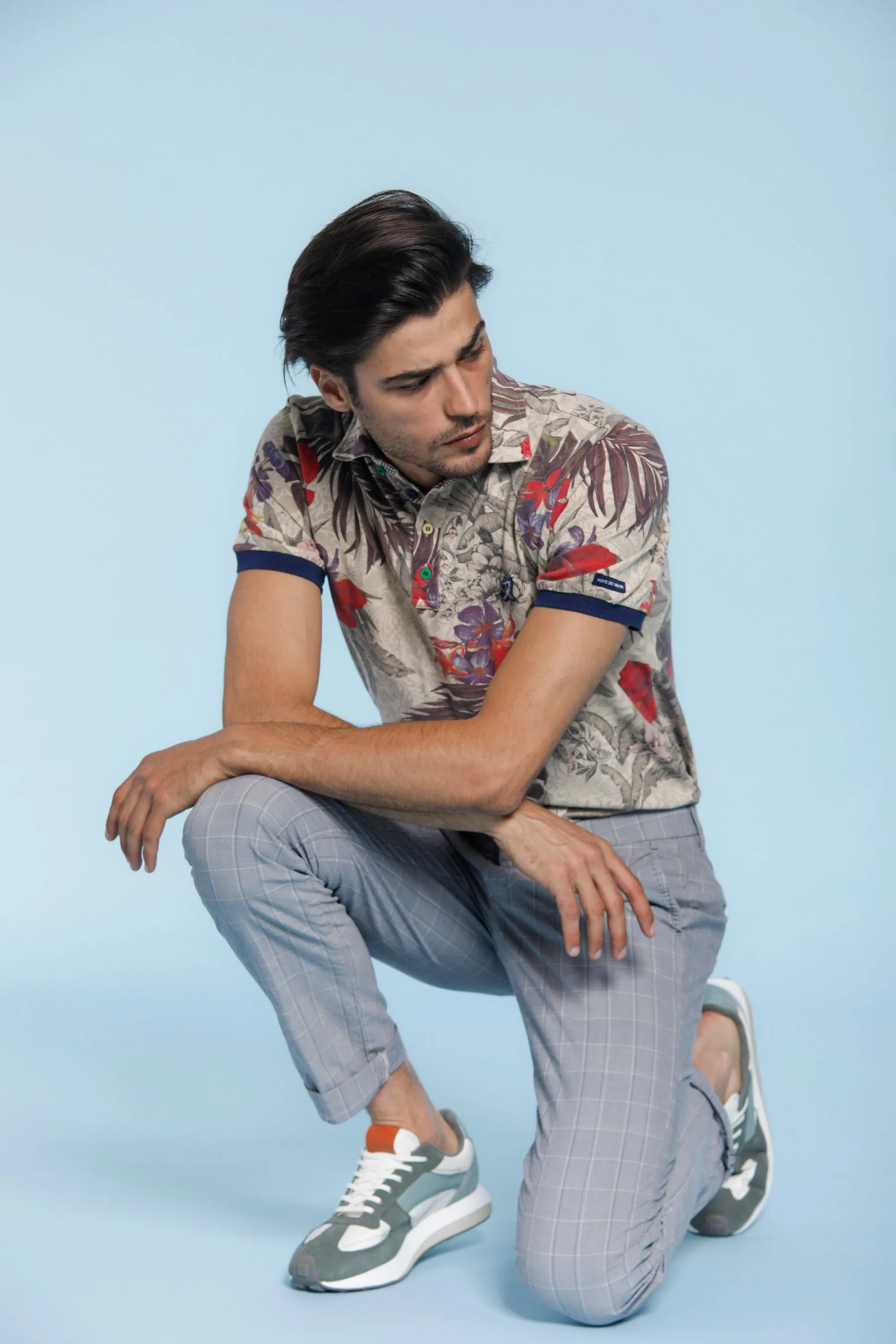 Torino Ocean man chino pants in cotton and tencel with wales pattern slim sold by Mason's product image thumbnail 3