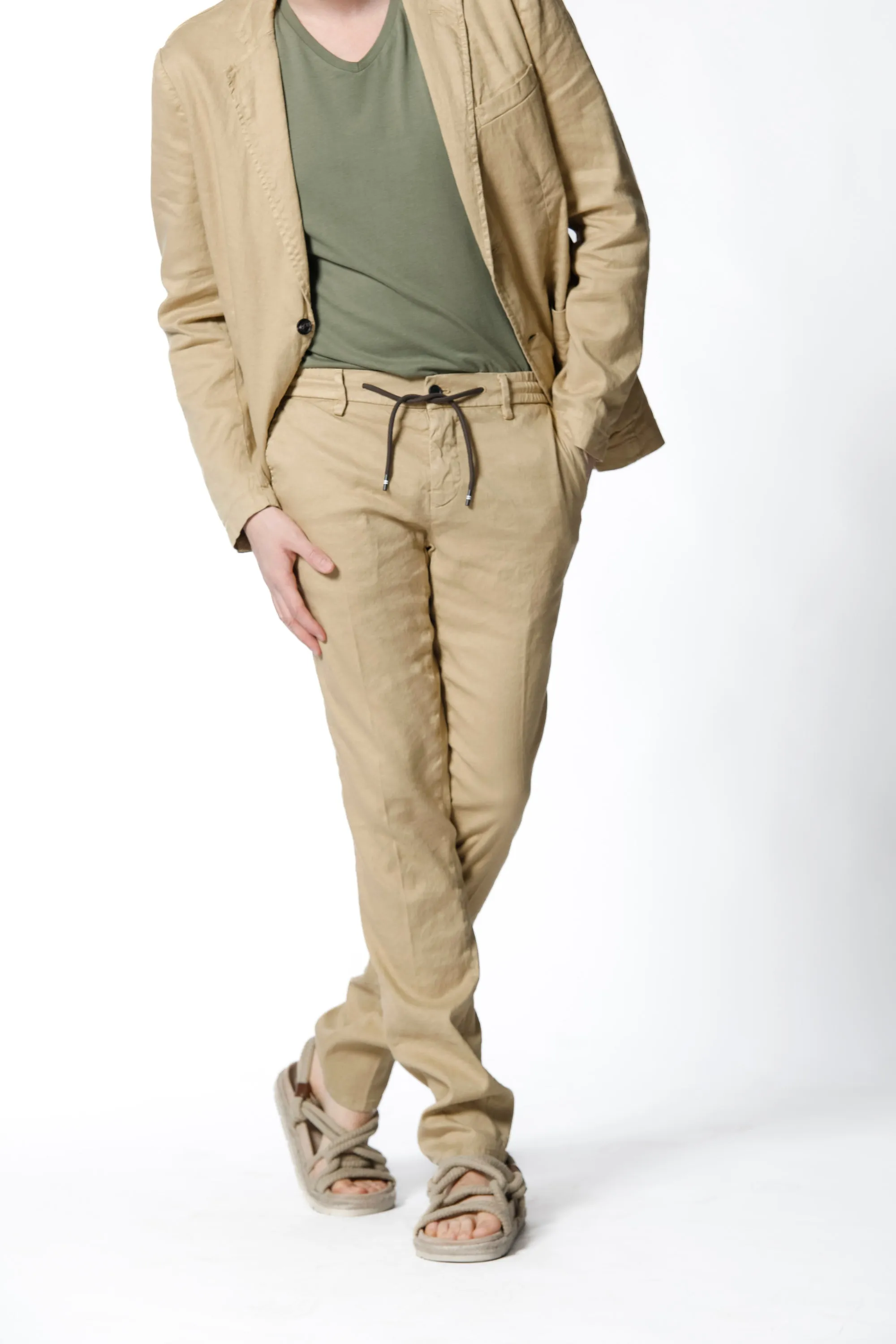 Milano Jogger man chino pants in linen and cotton extra slim sold by Mason's product image thumbnail 2