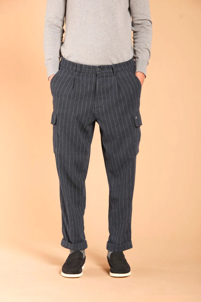 Chile 1 Pinces men's cargo pants in cotton wool-effect with pinstripe wool effect relaxed fit. sold by Mason's product image thumbnail 2