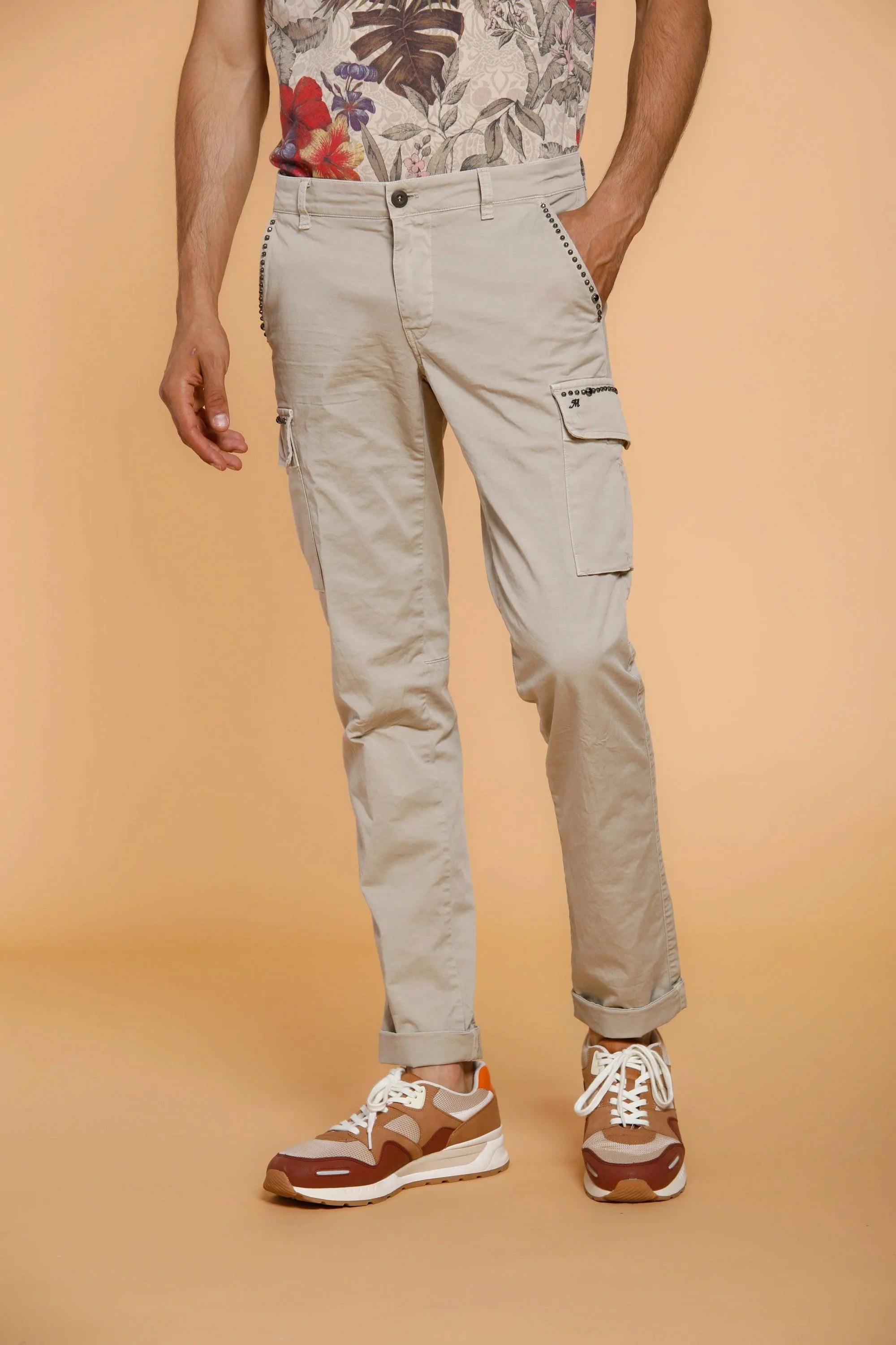 Chile man cargo pants in cotton with studs extra slim sold by Mason's