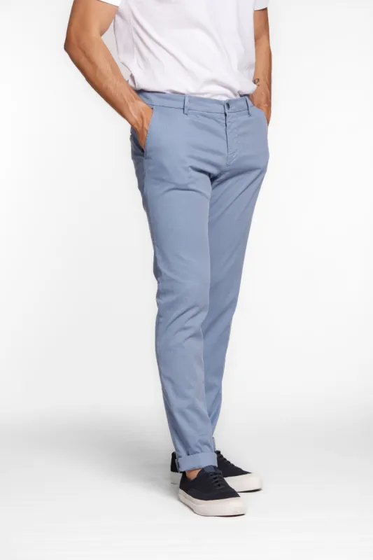 Milano Style man chino pants in cotton and tencel with microprint pattern extra slim sold by Mason's