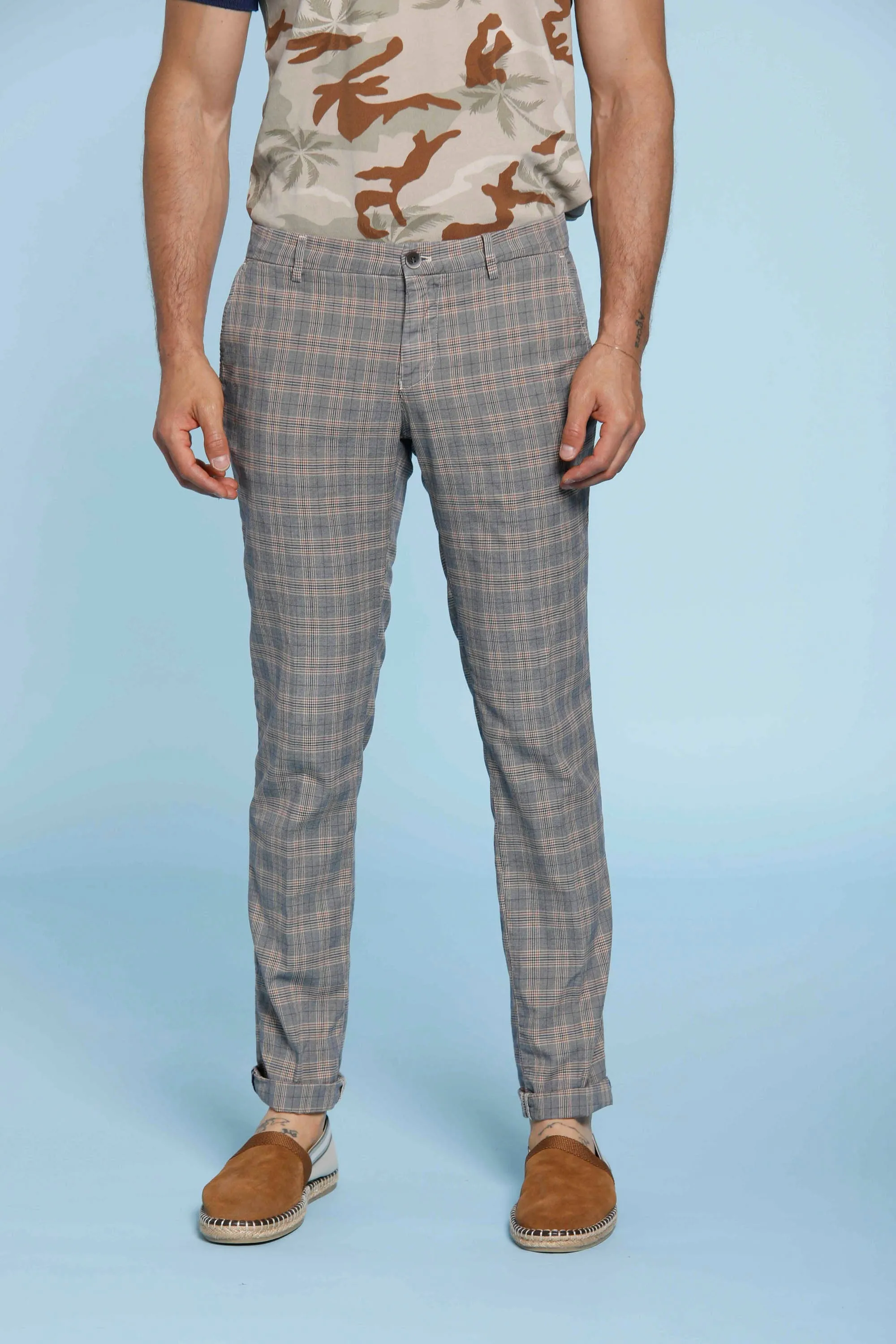 Milano Style man chino pants in tencel and cotton with wales pattern extra slim sold by Mason's