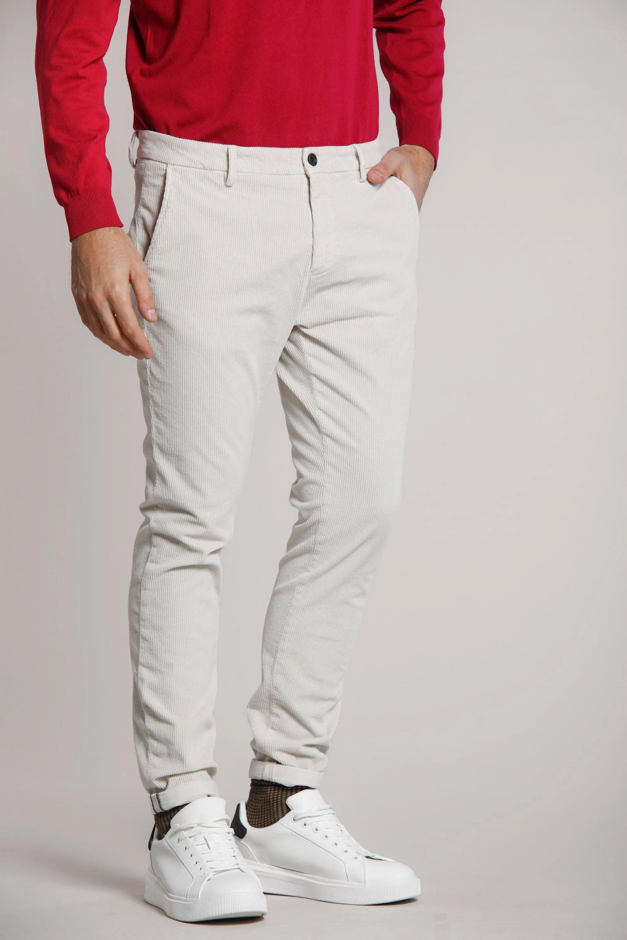 Osaka Style man chino pant in 500 striped velvet carrot fit sold by Mason's