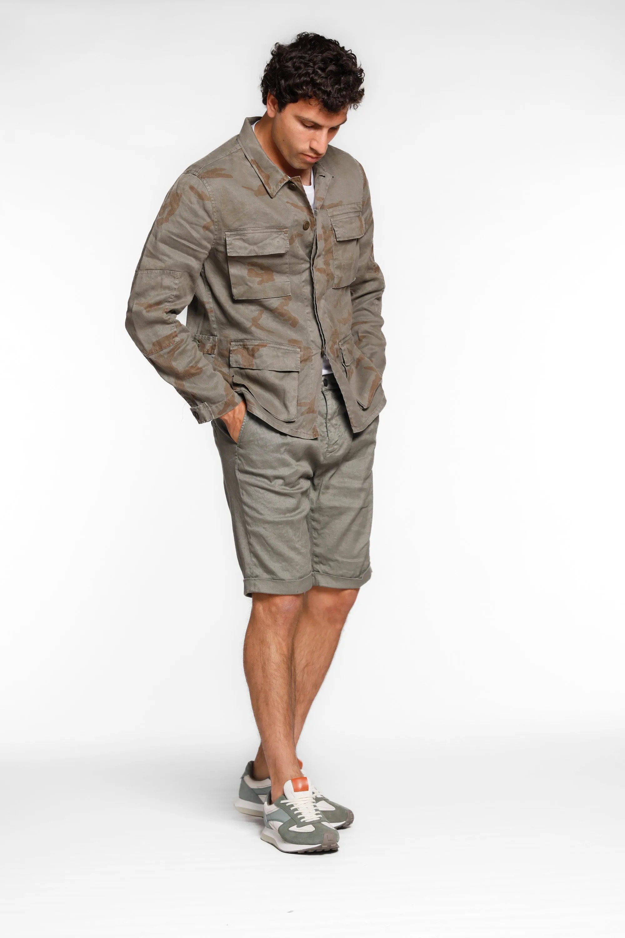 Osaka 1 Pinces man chino bermuda in linen and cotton carrot fit sold by Mason's product image thumbnail 2