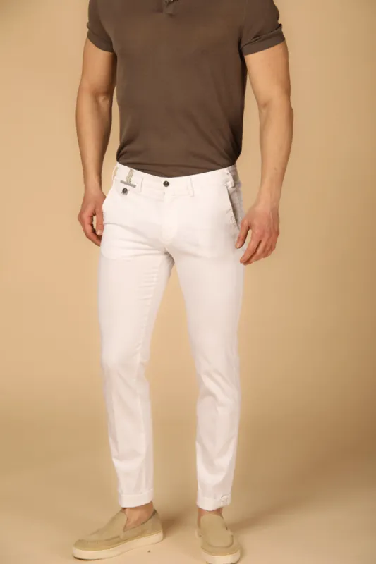 Torino Prestige men's chino pants in stretch satin with ribbons slim made by Mason's