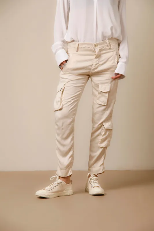 Asia Snake woman cargo pants in tencel with studs relaxed sold by Mason's