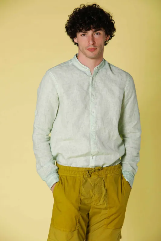 Porto men's long sleeve shirt in linen regular sold by Mason's