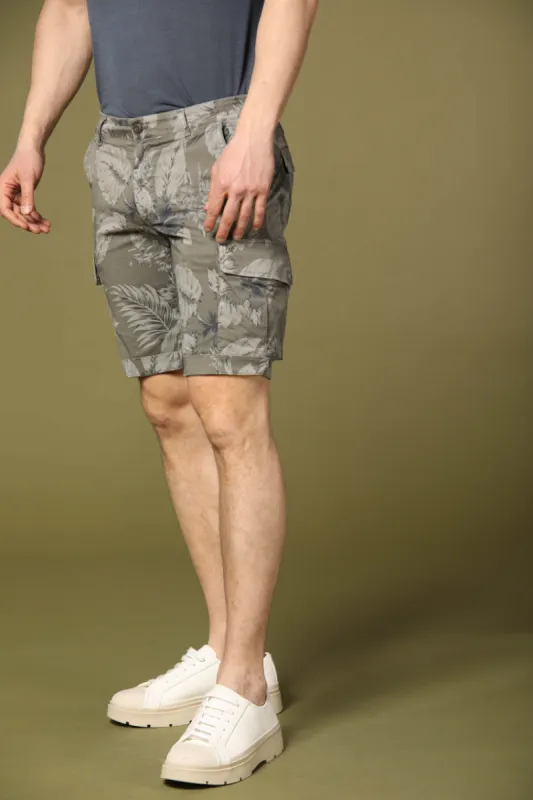 Chile 1 Men's Cargo Bermuda in Cotton with Hawaii Flower Pattern Slim sold by Mason's