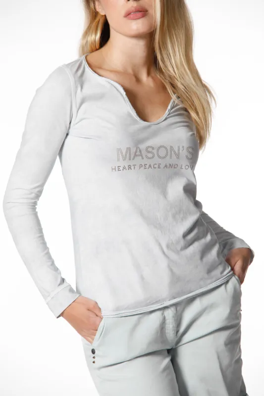 Longbeach woman t-shirt with long sleeves in cotton with studs sold by Mason's
