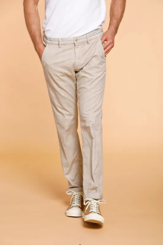 Torino Elegance man chino pants in cotton with wales pattern slim sold by Mason's