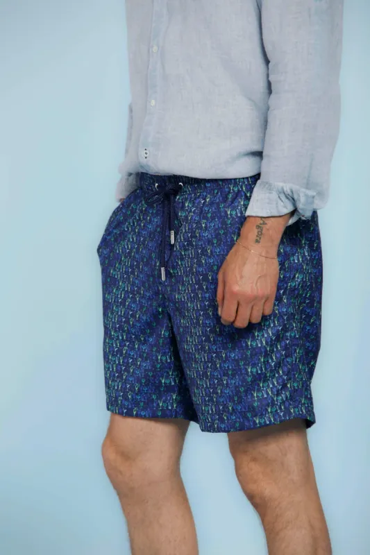 Versilia Beach Chinos man swimming trunks with micro pattern in polyester sold by Mason's