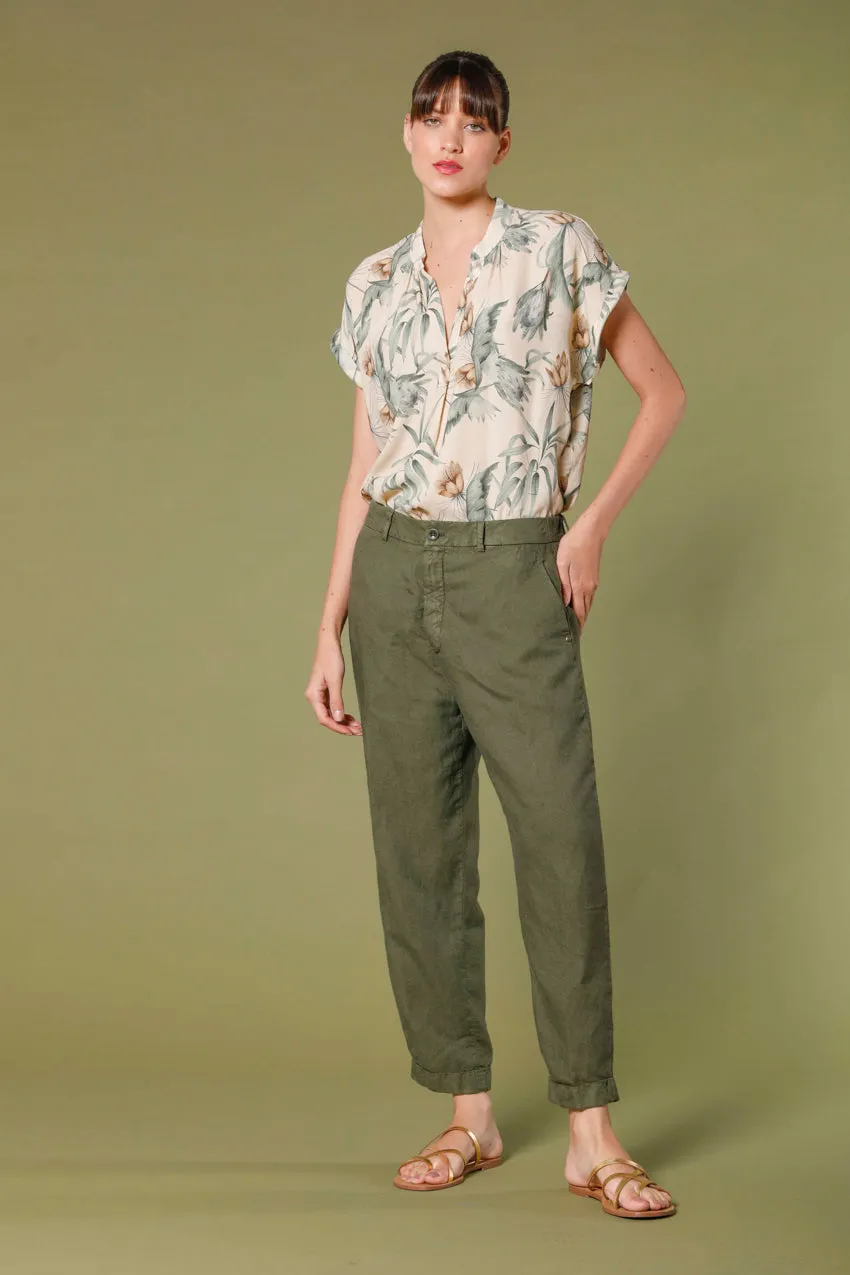 Linda Summer women's chino jogger pants in tencel and linen mat fabric relaxed sold by Mason's product image thumbnail 2