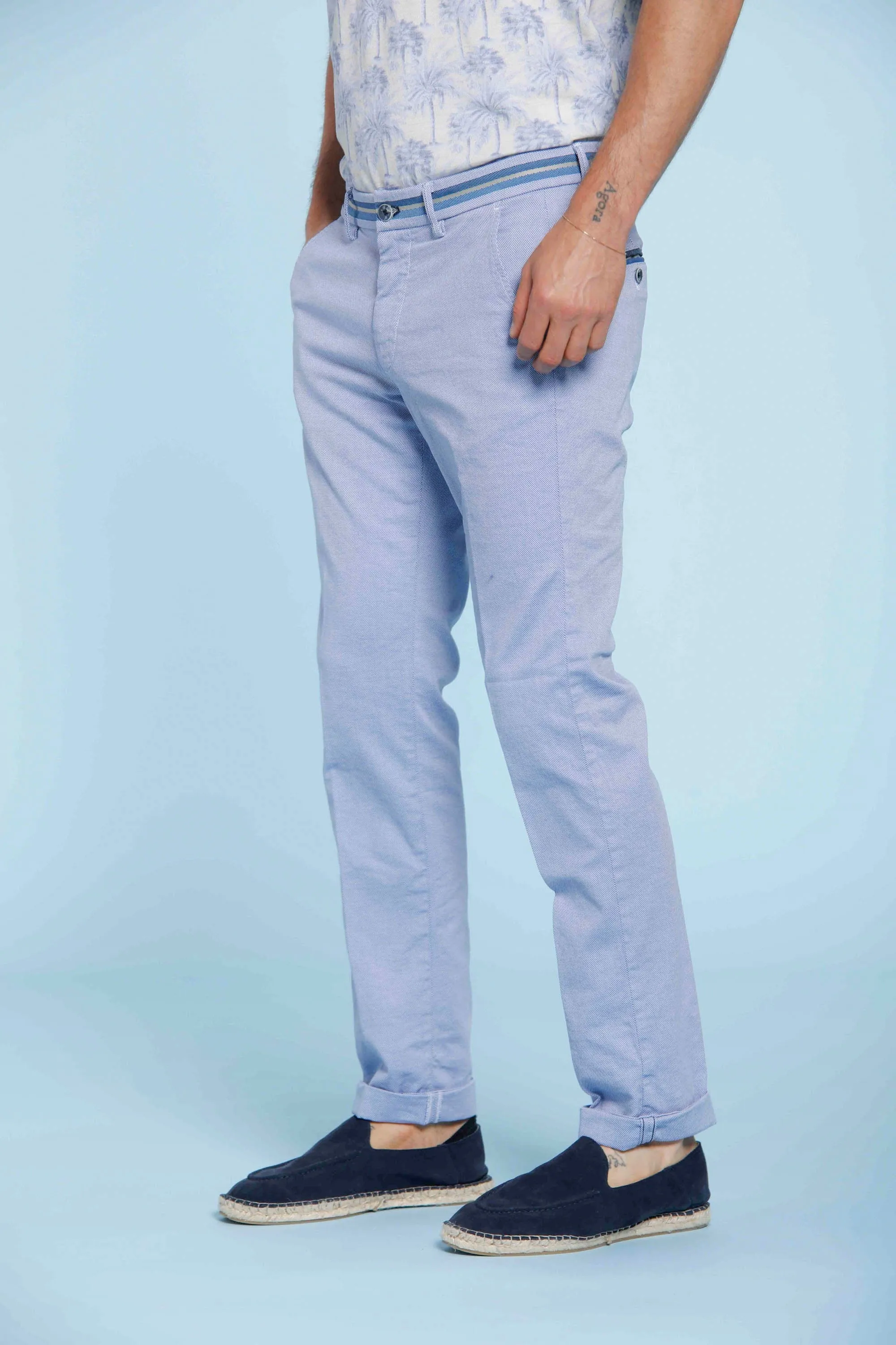 Torino Elegance man chino pants in cotton damier with ribbon slim sold by Mason's product image thumbnail 5