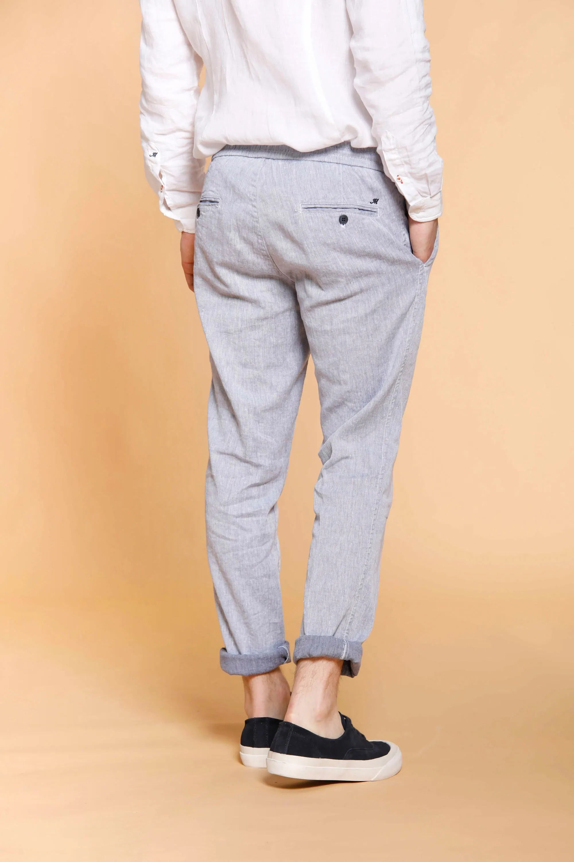 New York man chino pants in linen and cotton with drawstring regular sold by Mason's product image thumbnail 3