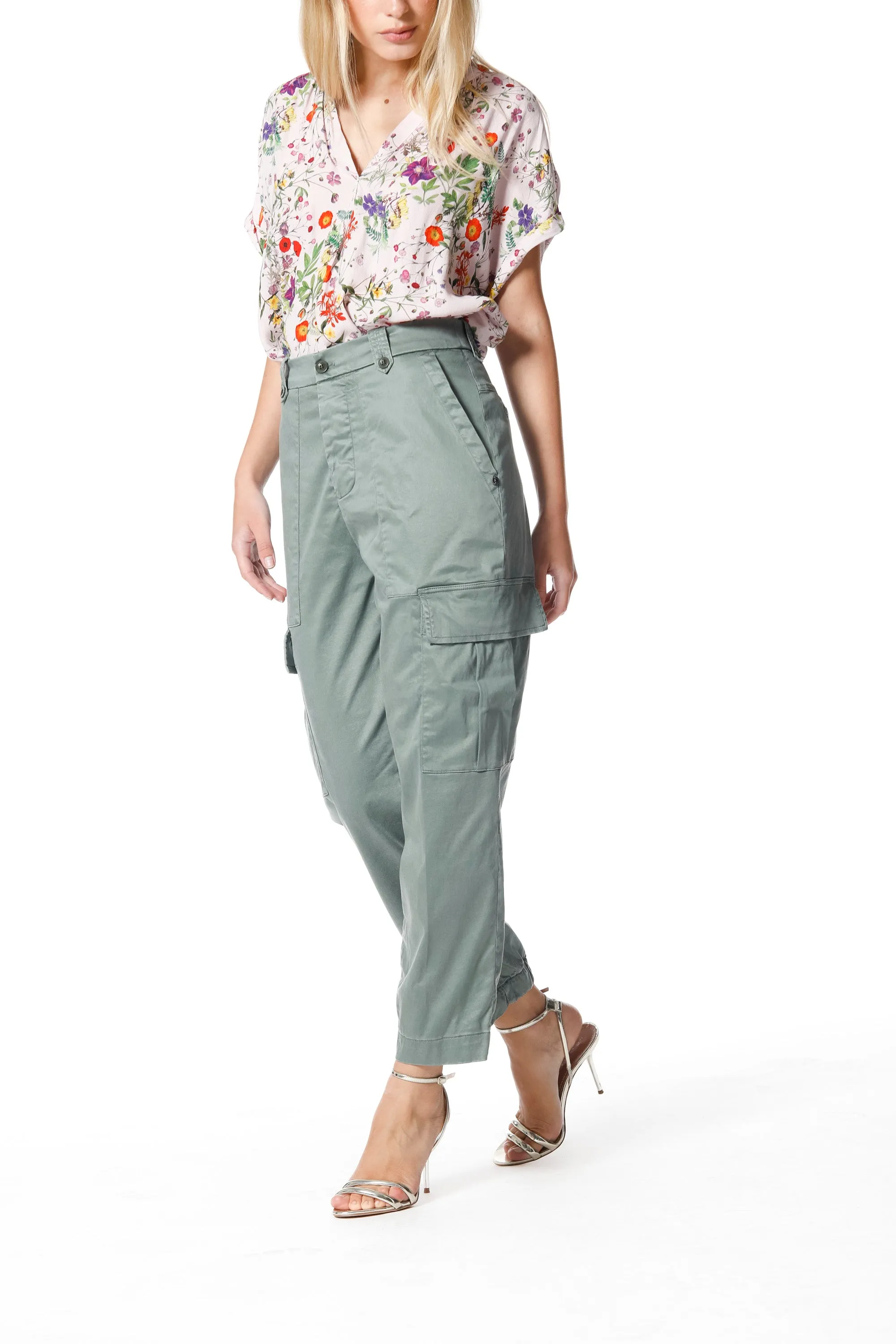 Birkin woman cargo pants in stretch satin with studs curvy sold by Mason's product image thumbnail 4