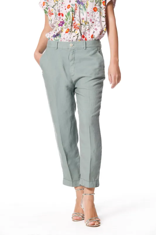 Linda Summer woman chino pants in tencel and linen relaxed sold by Mason's