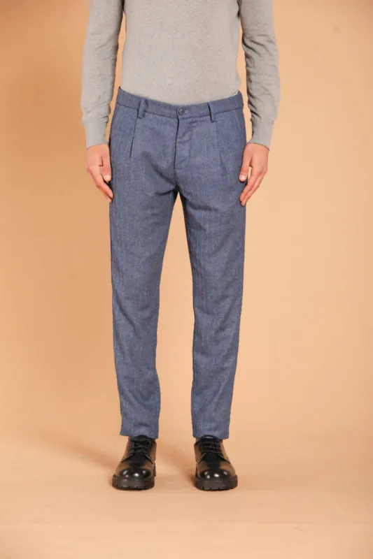 Osaka 1 Pinces men's chino pants in pinstripe flannel carrot fit  sold by Mason's