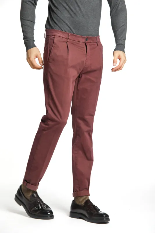 Osaka 1 Pinces man chino pant in satin carrot fit sold by Mason's