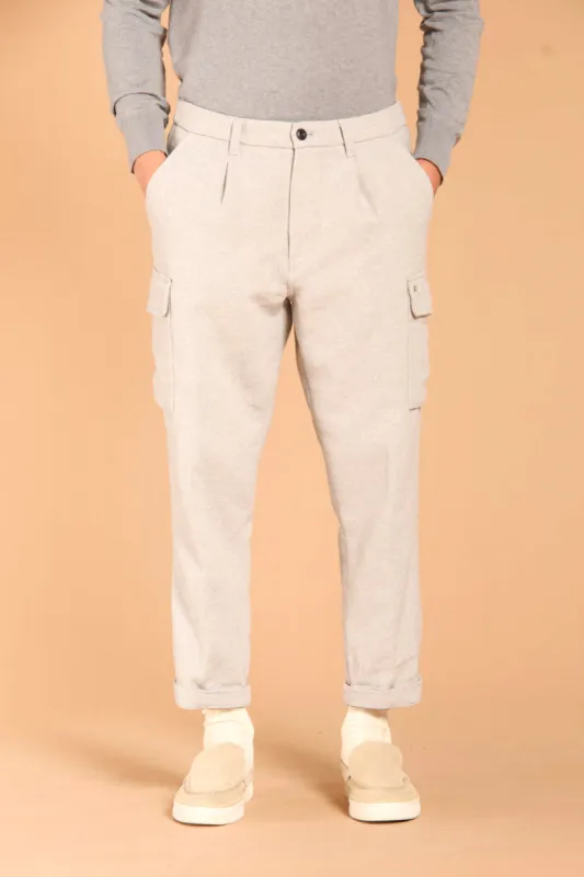 Chile 1 Pinces String men's cargo pants in cotton with a wool-effect herringbone texture Relaxed Fit sold by Mason's