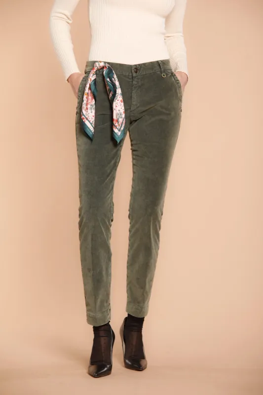Jaqueline Archivio woman velvet milleraies chino pants curvy sold by Mason's