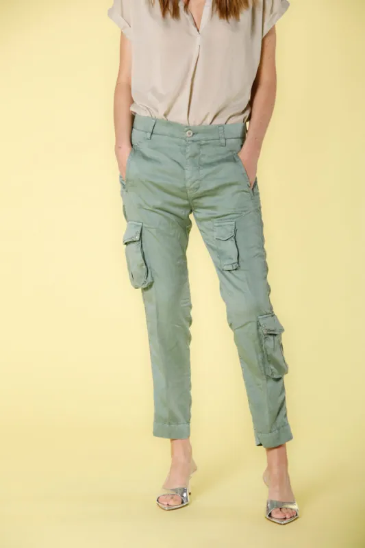 Asia Snake women's cargo pants in tencel with studs relaxed sold by Mason's