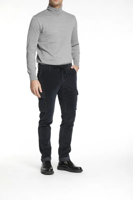 Chile Jogger man cargo pant in 1500 striped velvet extra slim sold by Mason's