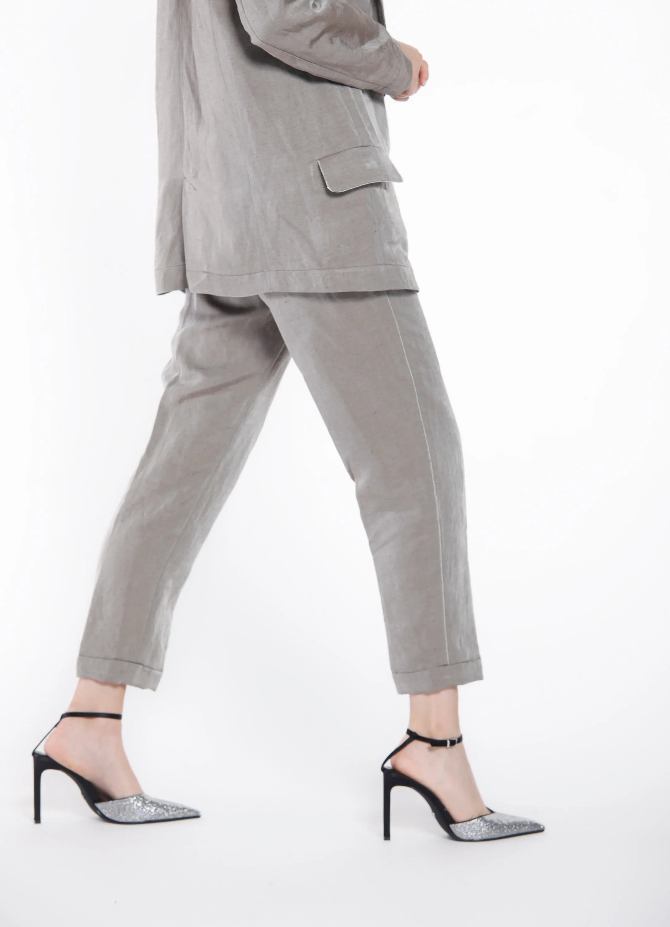 Linda Summer woman chino pants in linen and viscose relaxed sold by Mason's product image thumbnail 4