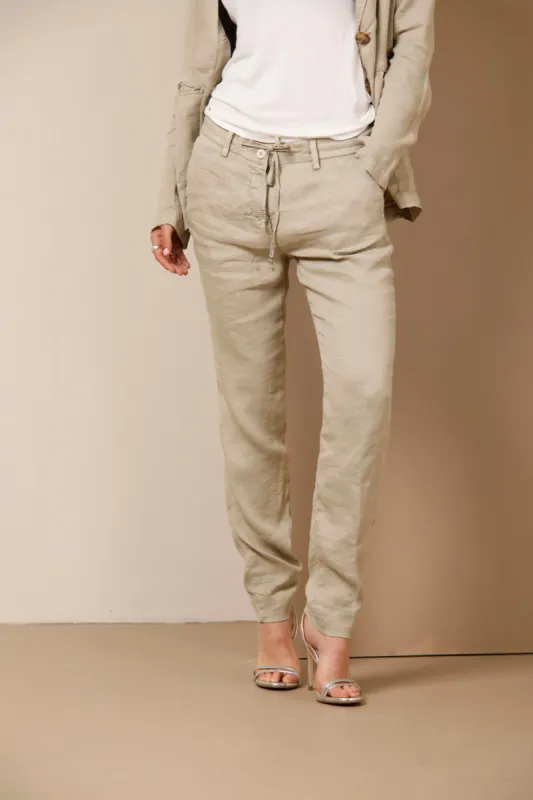 New York Jog woman chino pants in linen and viscose regular sold by Mason's