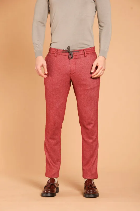 Milan Jogger men's chino pants in wool-effect flannel extra slim fit  sold by Mason's