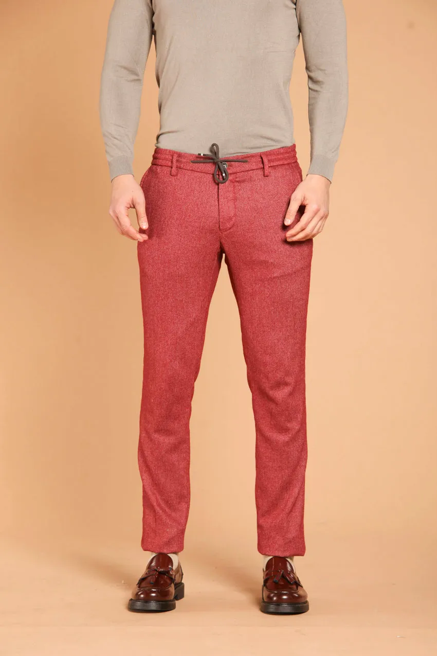 Milan Jogger men's chino pants in wool-effect flannel extra slim fit sold by Mason's