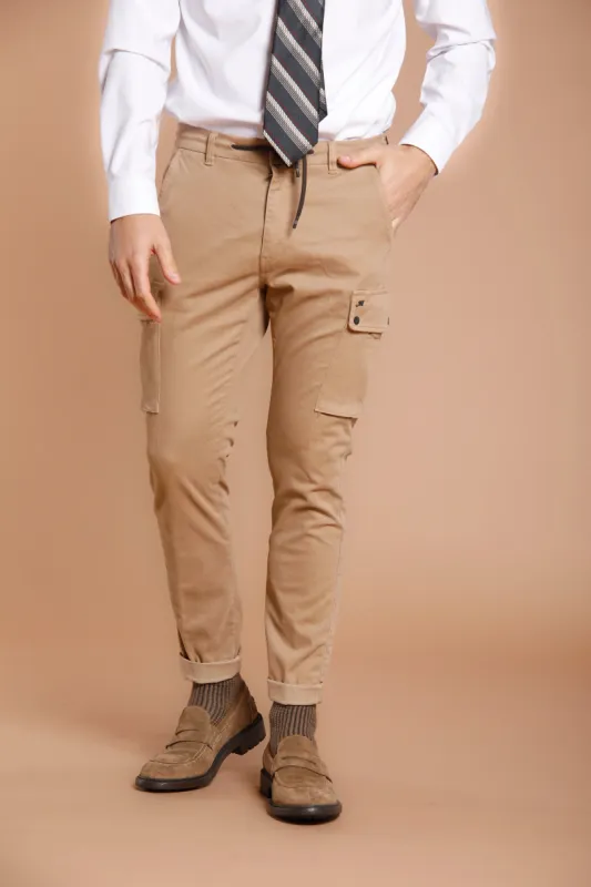 Chile Athleisure man cargo pant in gabardine carrot fit sold by Mason's