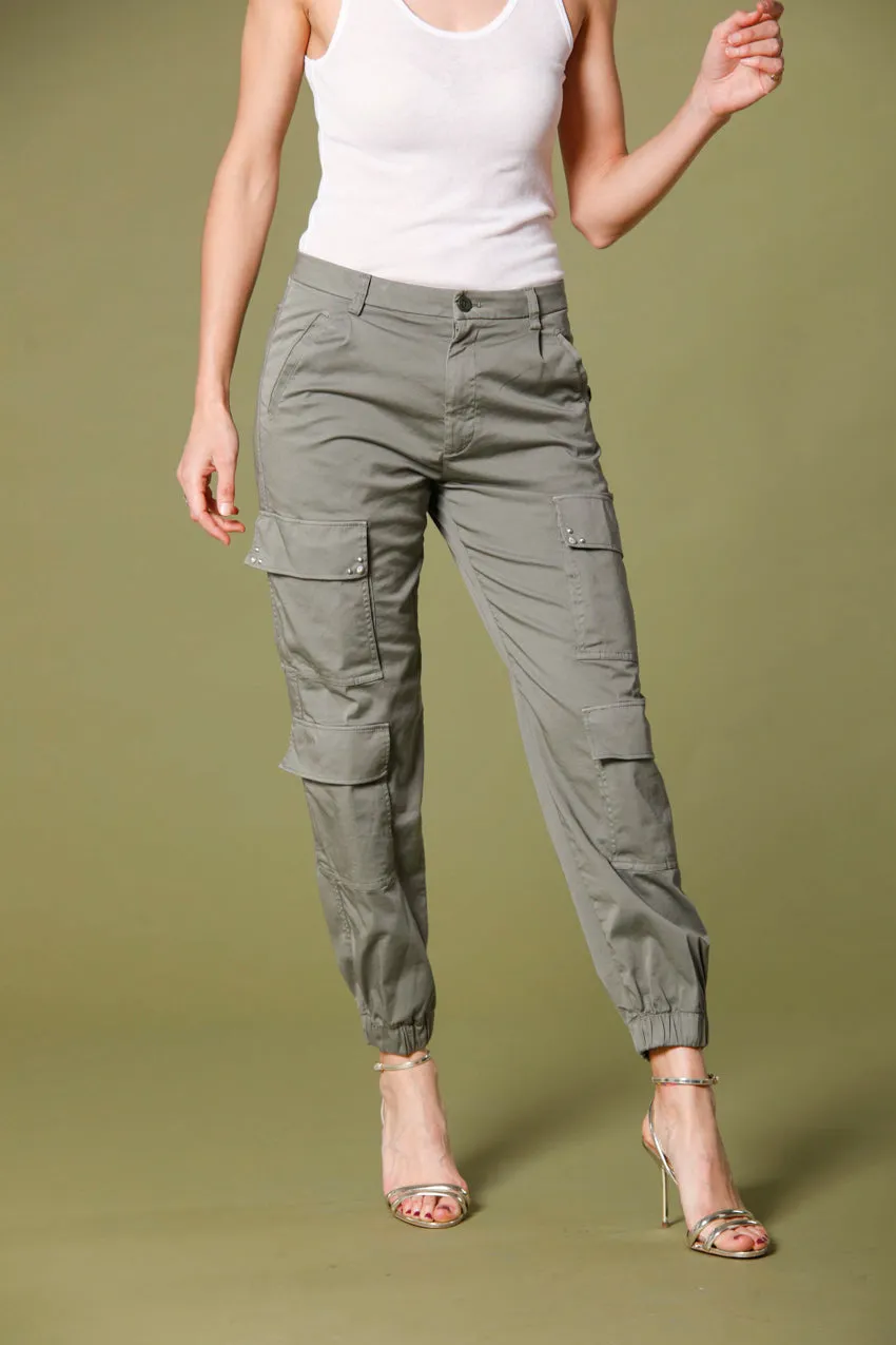 Evita Cargo women's cargo pants in gabardine with details curvy sold by Mason's
