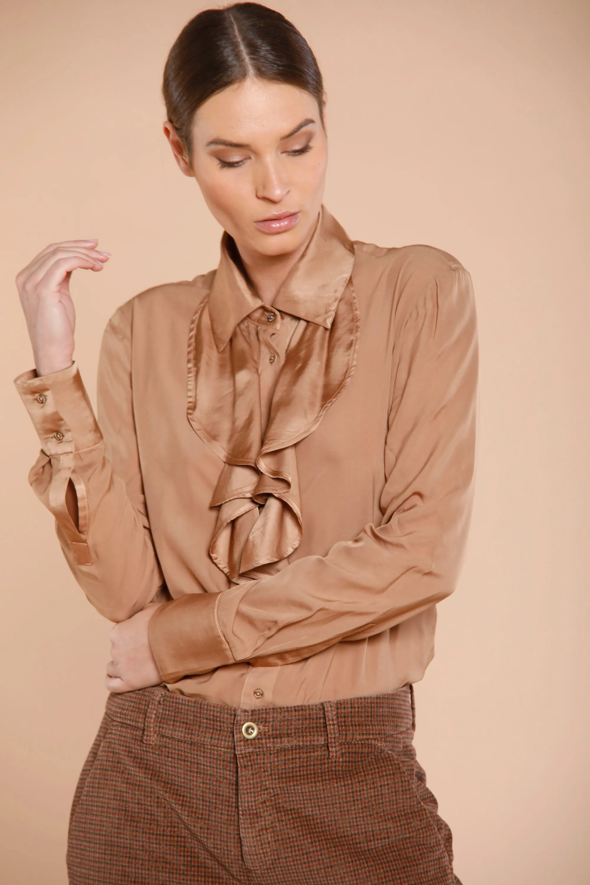 Nicole Jabot woman viscose shirt with ruffles and long sleeves sold by Mason's product image thumbnail 3