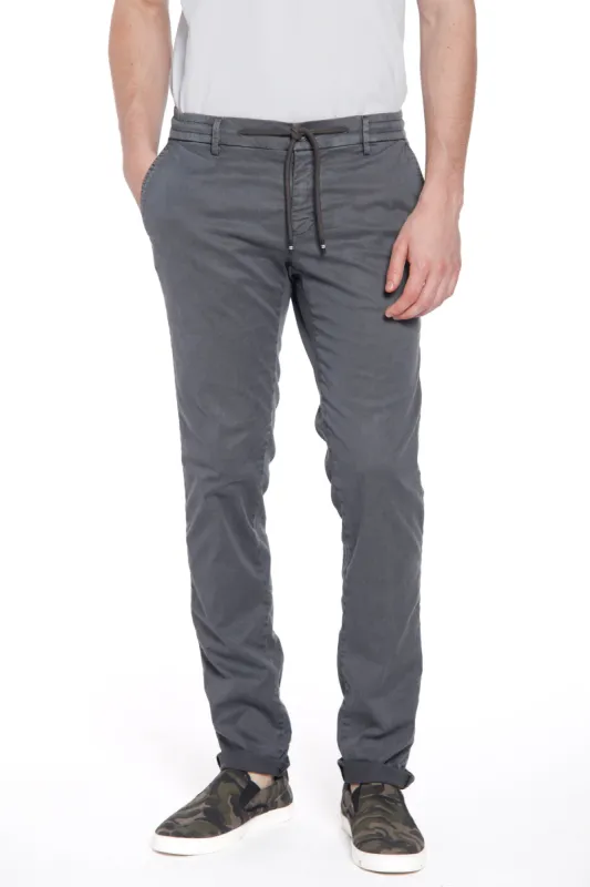 Milano Jogger man chino pants in cotton and tencel extra slim sold by Mason's