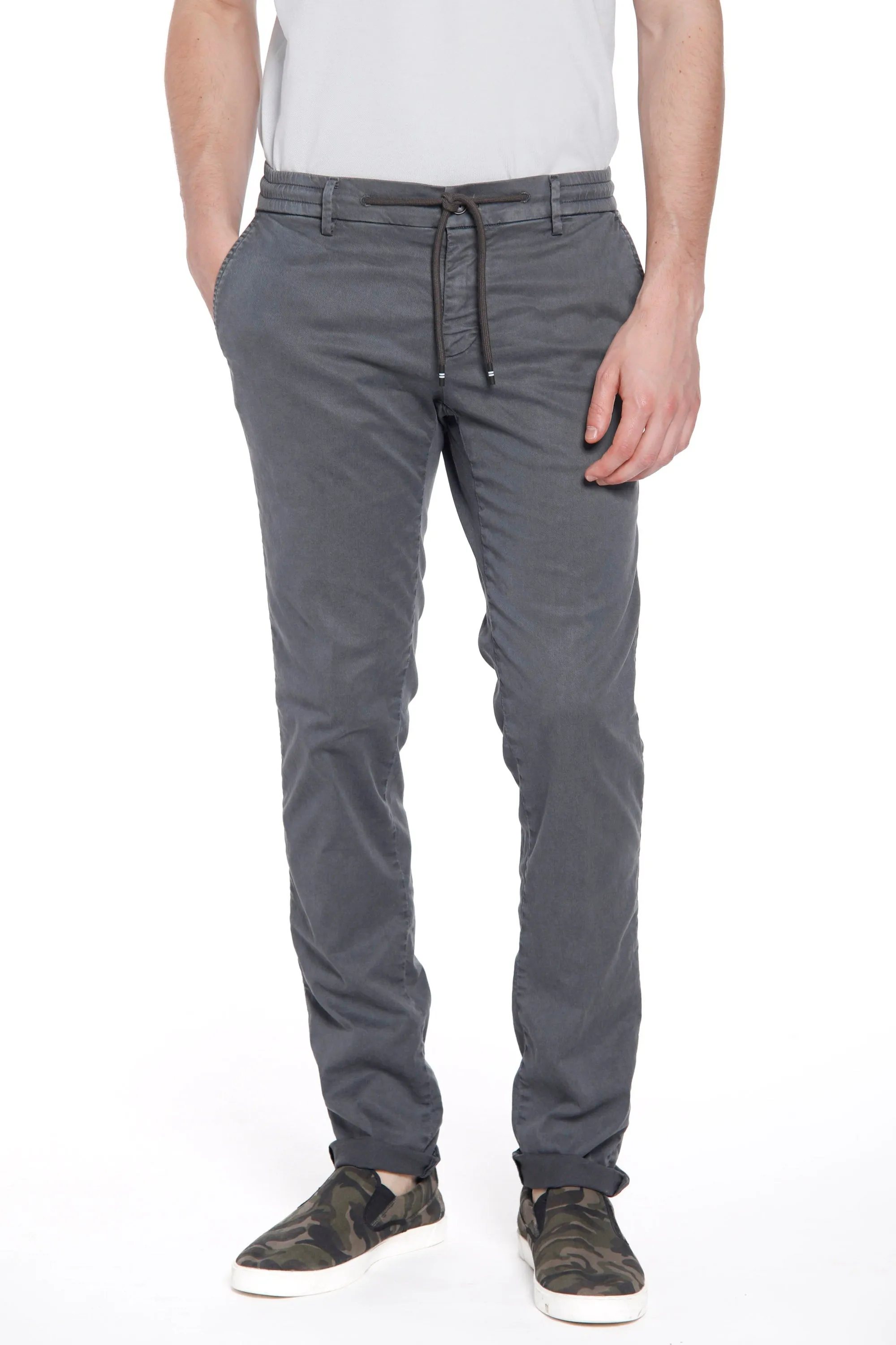 Milano Jogger man chino pants in cotton and tencel extra slim sold by Mason's