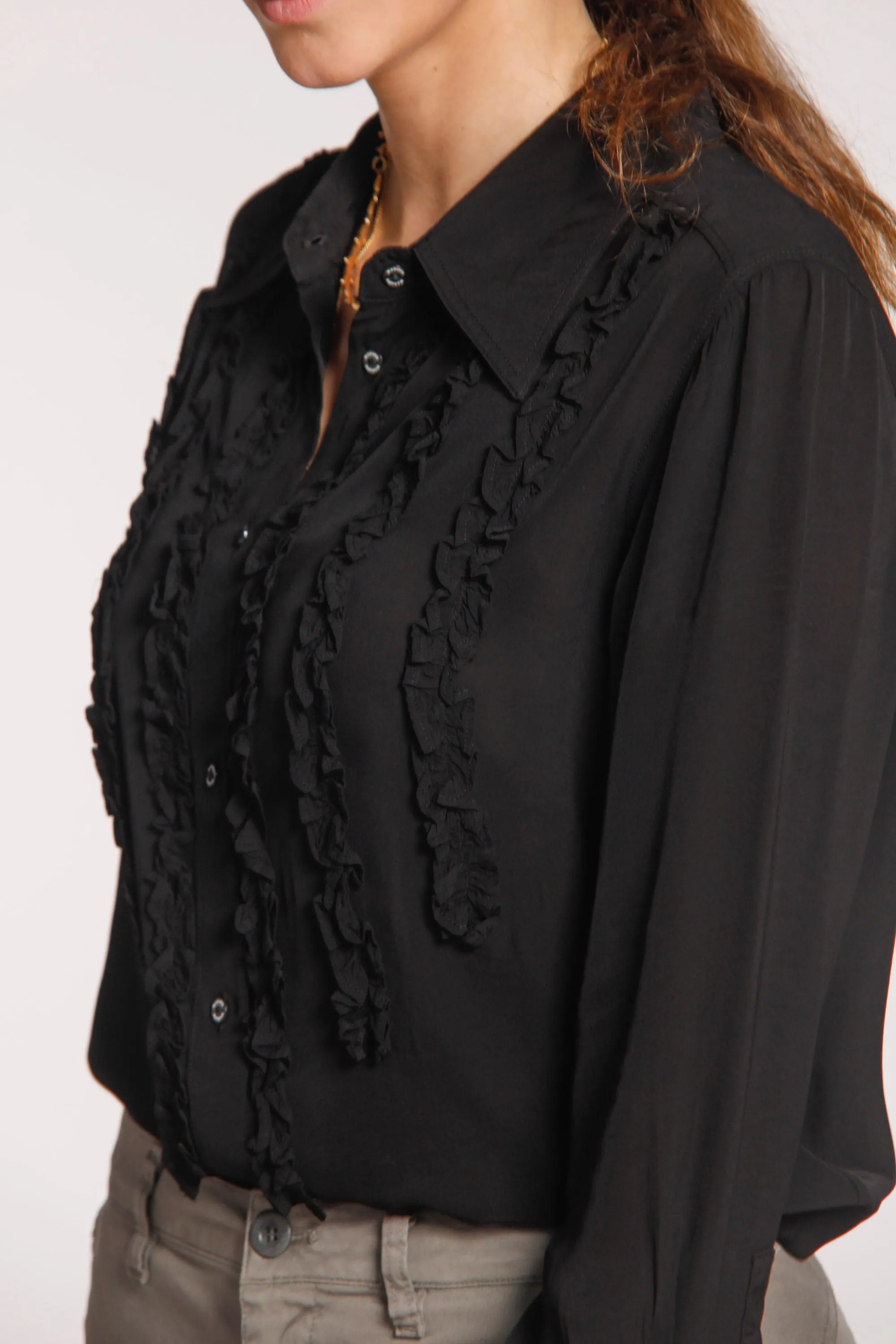 Nicole woman long-sleeved viscose shirt with ruffles sold by Mason's
